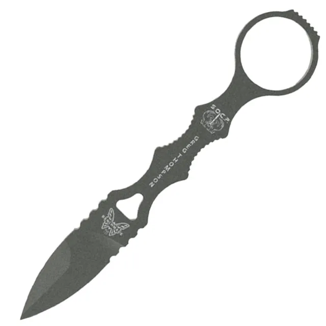 BENCHMADE MINI SOCP TUNG Fixed Blade, Spear Point, 440C Stainless Steel, Tungsten Handle, 1.66" Injection Molded Sheath