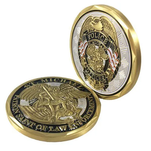 Thin Blue Line Saint Michael Challenge Coin Police Commemorative - Thin Blue Line for sale at Smoke Wagon Firearms
