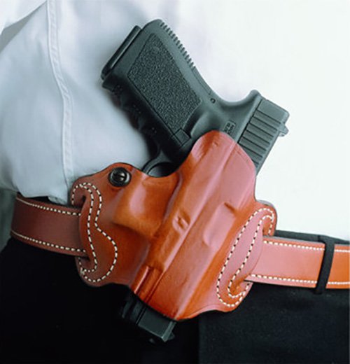 Buy DeSantis 086BAE1Z0 Mini Slide Black Leather Holster for Glock 1.75" Belt online