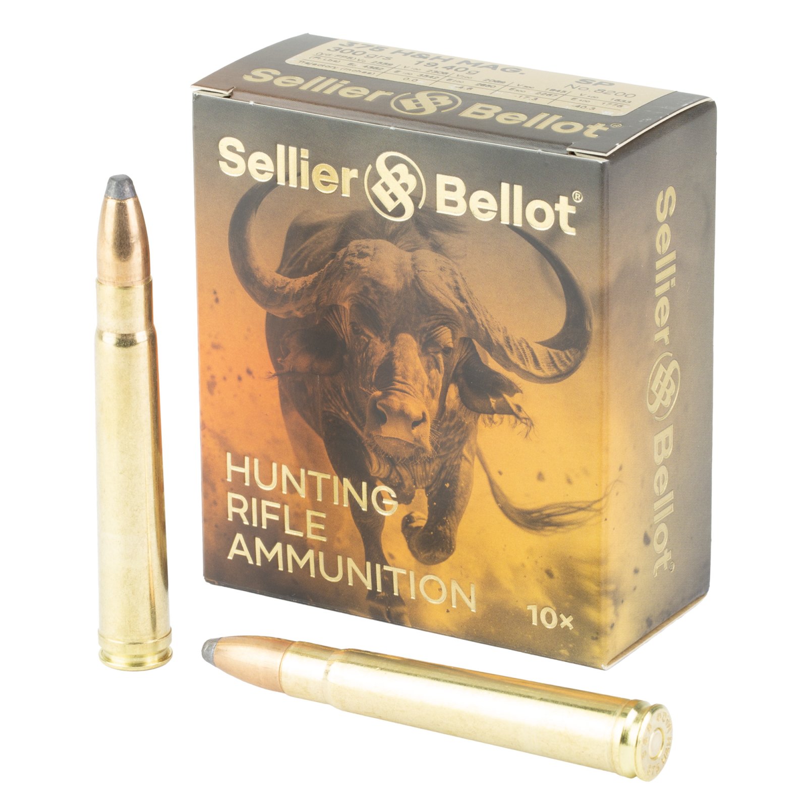 Sellier & Bellot Rifle 375 H&H Mag 300 Grain Soft Point 10 Round Box - Sellier & Bellot - .375 H&H Mag (Holland & Holland Magnum)