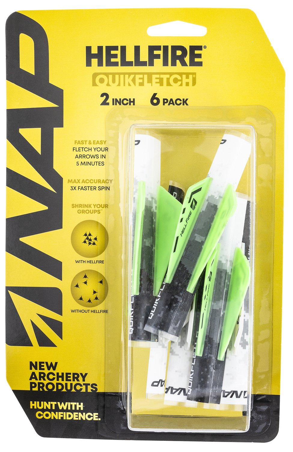 NAP Quickfletch Hellfire Fletching White/Green/Green 6 Pack - NAP