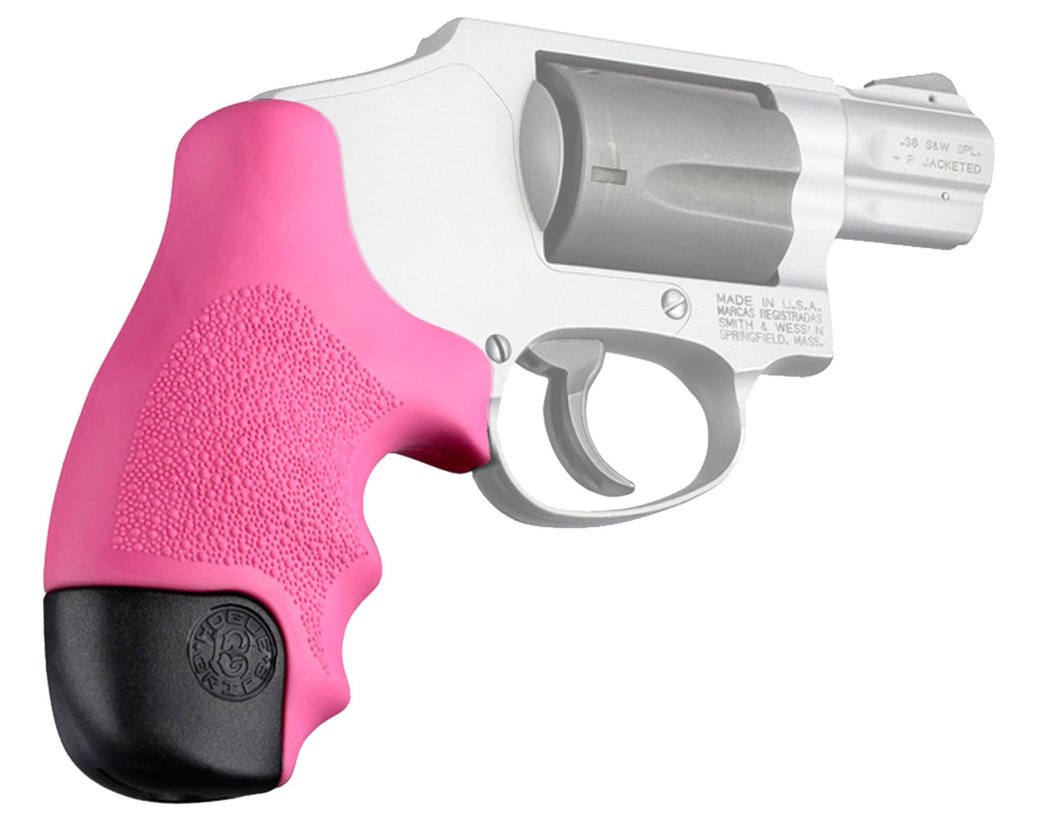 Hogue 60027 OverMolded Tamer Pink Rubber Grip for S&W J Frame Centennial - Hogue