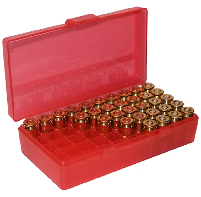 MTM Molded Products P50-45-29 Ammo Box 50 Rounds Polymer Clear Red - MTM Case-Gard - 40 S&W