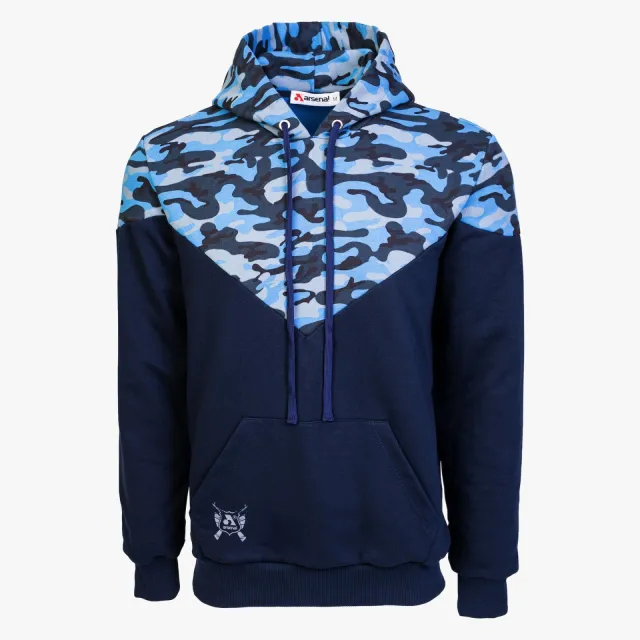 Arsenal Medium Blue Camo Cotton-Poly Relaxed Fit Ascend Pullover Hoodie - Arsenal