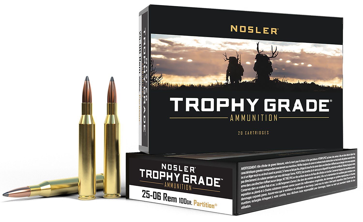 Nosler 60005 Trophy Grade 25-06 Rem 100 gr Partition 20 Rounds - Nosler - 25-06 Rem