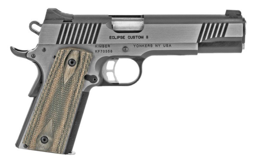 Kimber Eclipse Custom II 10MM 5" Barrel Stainless Steel 1911 Pistol - Gray/Black Grips, Tritium Sights, CA Compliant - Kimber Manufacturing, Inc. - 10mm