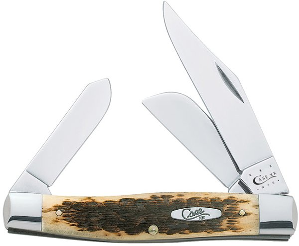 Case Cutlery Large Stockman 3BLD 4 1/4" Amber Bone Knife - Case Cutlery
