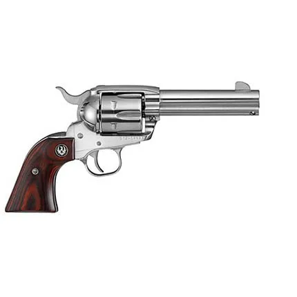 Ruger 5105 Vaquero Revolver, 45 Colt, 4.62" Stainless Steel Barrel, 6-Round Capacity, Hardwood Grip, High-Gloss Finish - Ruger - 45 Colt (Long Colt)