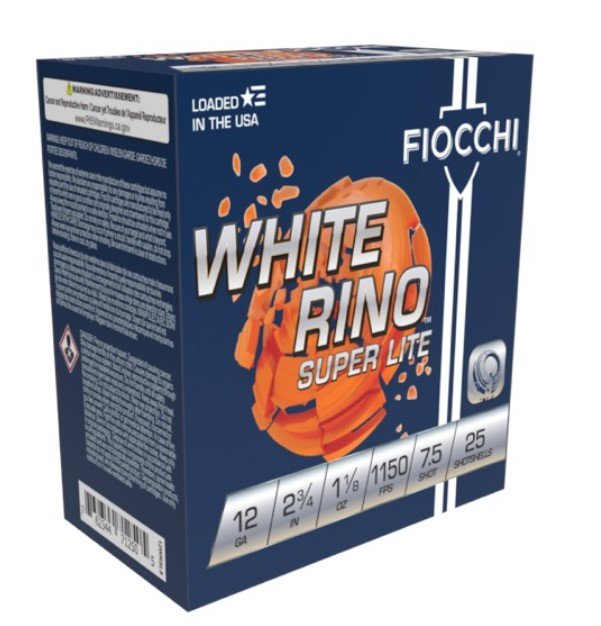 Buy Fiocchi White Rino Super Light 12Ga 2.75" #7.5 Lead 25rd Shotshell 12WRSL75 online