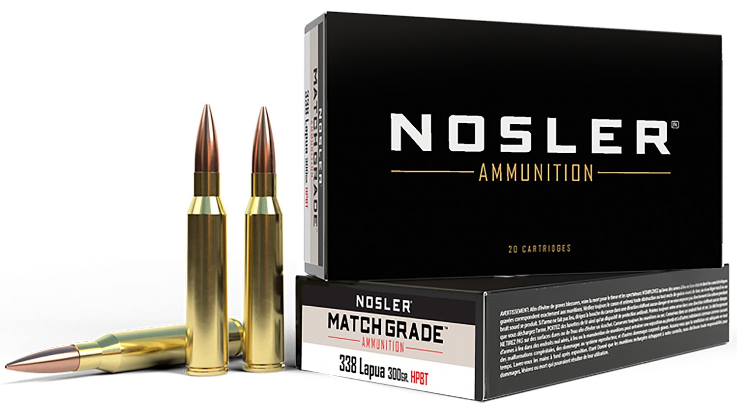 Nosler Match Grade 43136 338 Lapua Magnum 300 Grain Hollow Point 20 Rounds - Nosler - 338 Lapua Mag