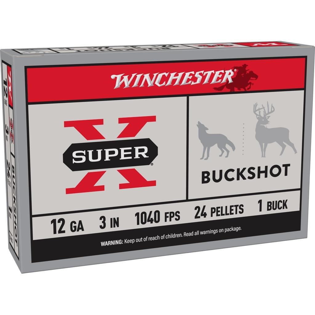 Winchester Ammo XB1231 Super X 12 Gauge 3" 24 Pellets 1040 fps 1 Buck Shot 5 Bx/50 Cs - Winchester - 12 Gauge
