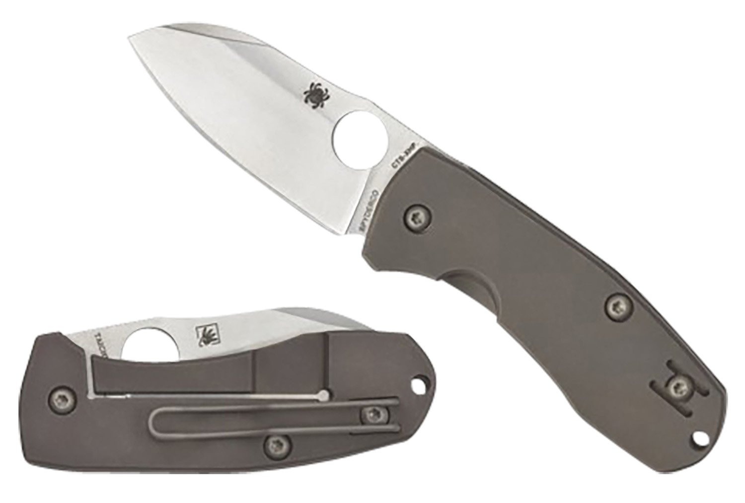 Spyderco C158TIP2 Techno 2 2.52" CTS XHP Blade Titanium Handle Knife - Spyderco