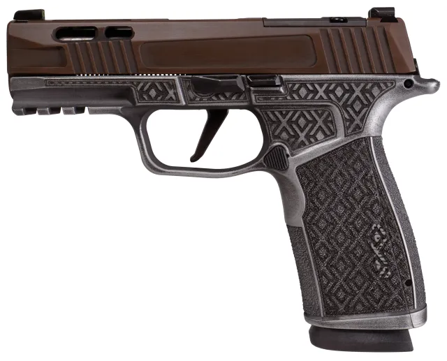 Sig Sauer P365 XMACRO 9mm 17 Round Optic-Ready Brown Slide Gold Barrel