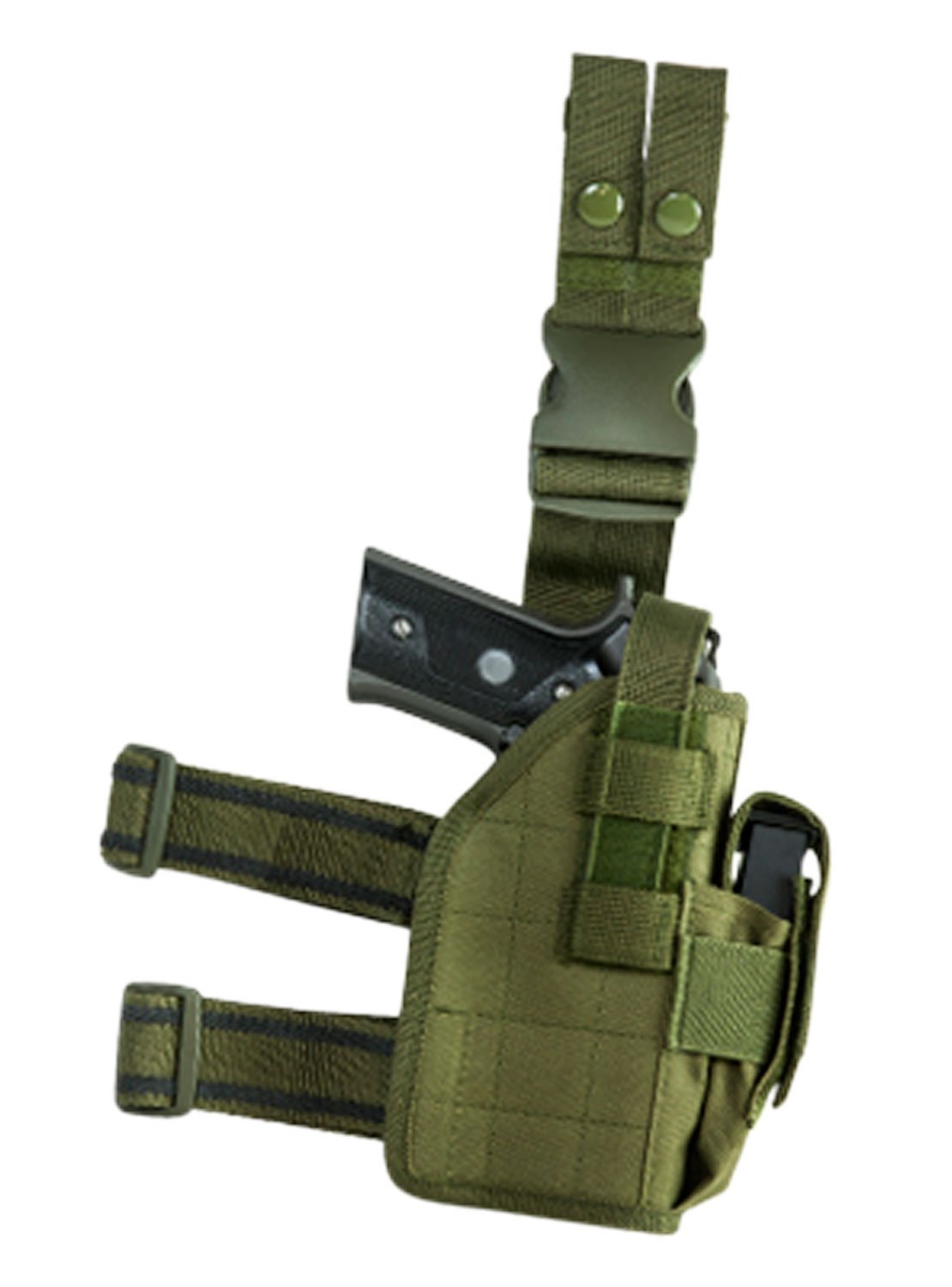 NcStar CVDLHOL2954G Drop Leg Holster Green Right Hand PVC Fits Semi-Auto - NcSTAR