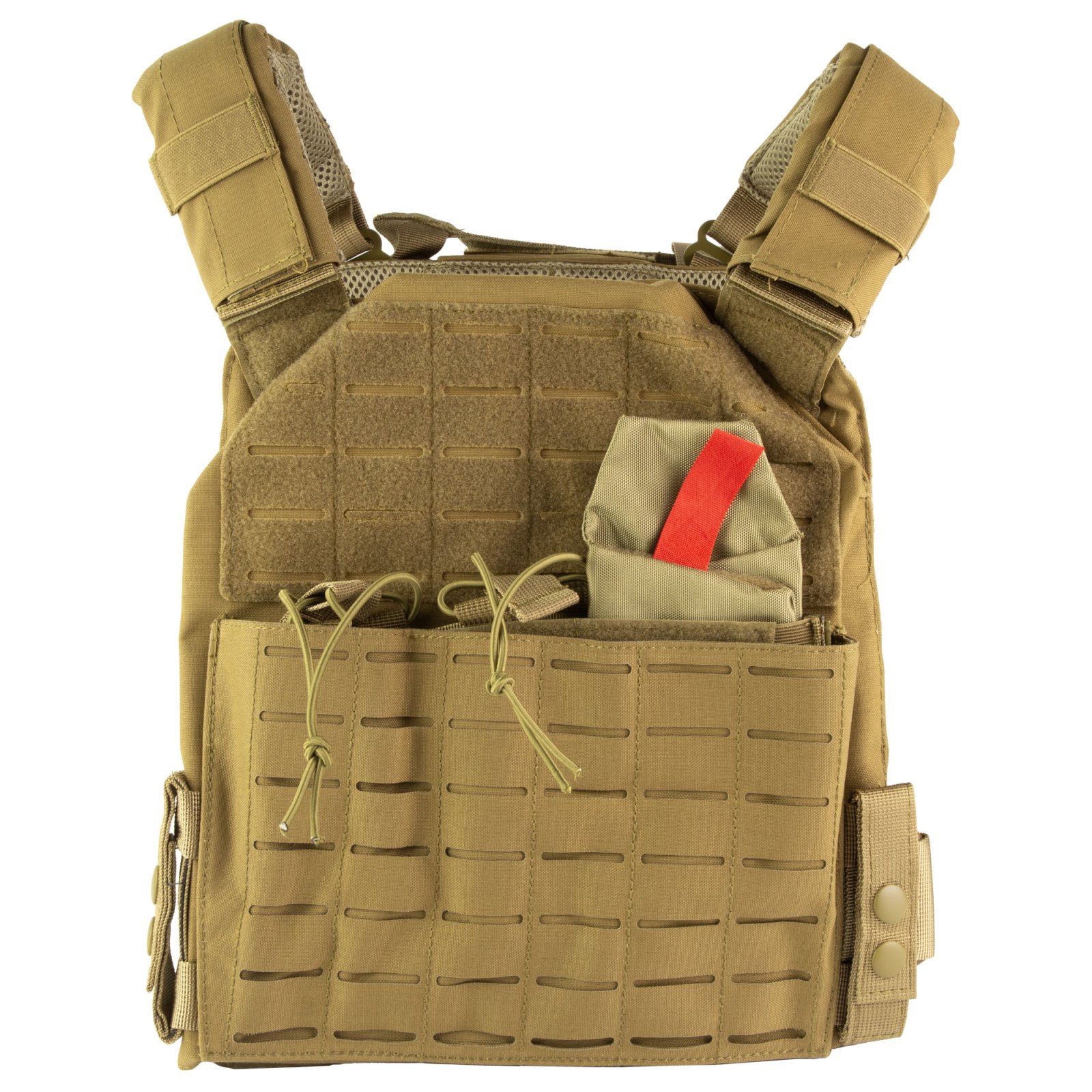 NcSTAR Laser Cut Plate Carrier Medium-2XL Tan MOLLE Kangaroo Pouch - NcSTAR