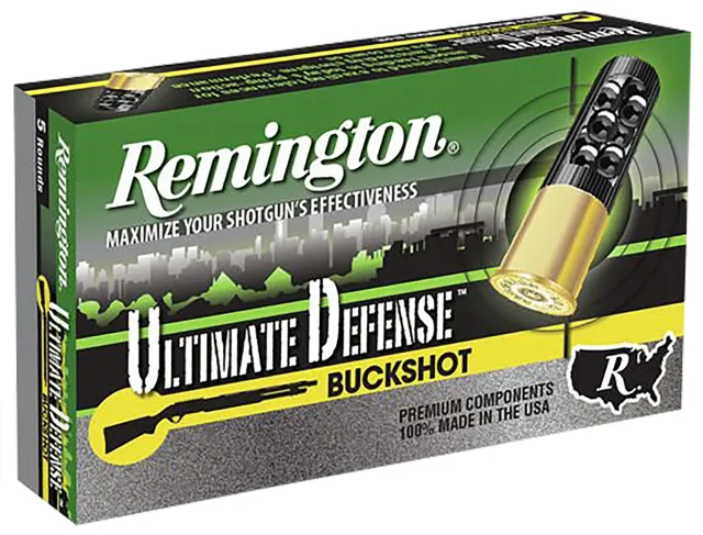 Remington Ammunition 20711 Ultimate Defense Buckshot 12 Gauge 2.75" 00 Buck Shot 5 Per Box/ 20 Cs