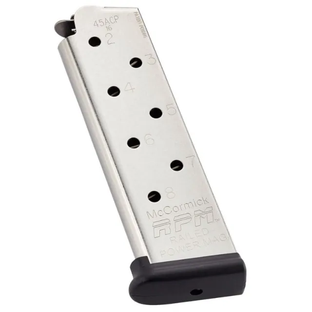 Chip McCormick 1911 Railed Power Magazine 45 AUTO 8 Round Stainless - Chip McCormick - 45 AUTO