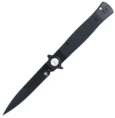 CobraTec Stiletto Button Lock G10 Knife Folding Blade Black/Black - CobraTec Knives