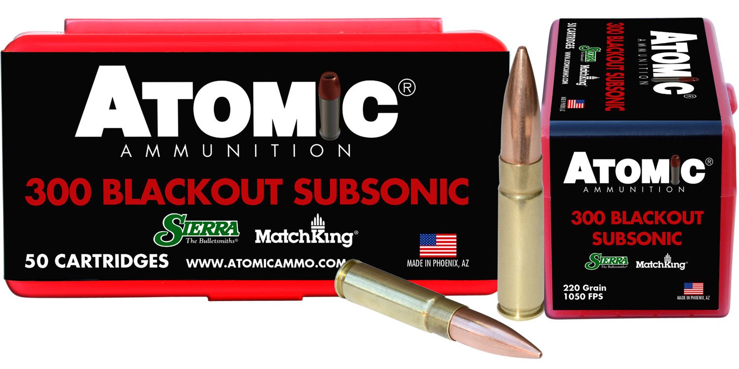 Atomic Ammunition 00465 .300 Blackout Subsonic 220gr HPBT 50 Rounds - Atomic Ammunition - 300 Blk