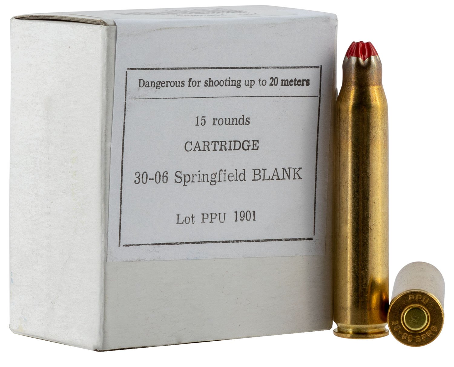 Buy PPU PPB3006 .30-06 Springfield Blank Ammo 15 Rounds Full Case Brass online