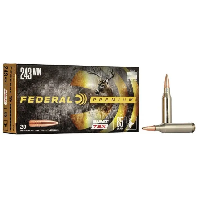 Federal Premium Ammunition P243K 243 Win 85 gr Barnes TSX 20 Per Box - Federal Premium Ammunition - 243 Win
