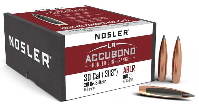 Nosler AccuBond Long Range 30 Caliber 210 Grain Spitzer Point 100 Count - Nosler - 30 Caliber