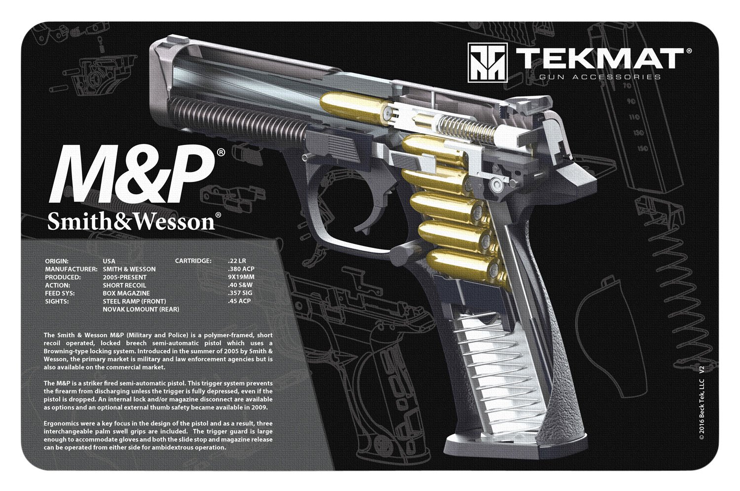 Buy Tekmat Tekr17swmpca S&W M&P Cutaway Cleaning MAT Black/White Rubber 11" X online