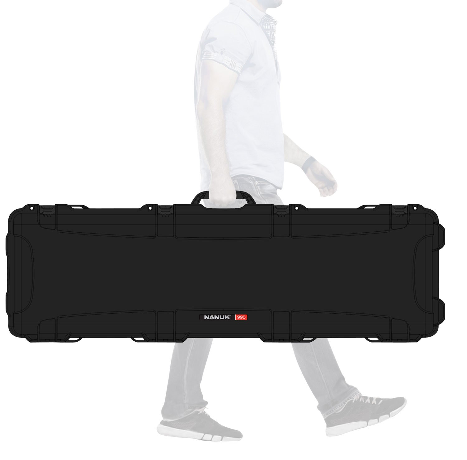 Nanuk 9951001 52" Black Waterproof Hard Case with Foam Padding and Wheels - Nanuk