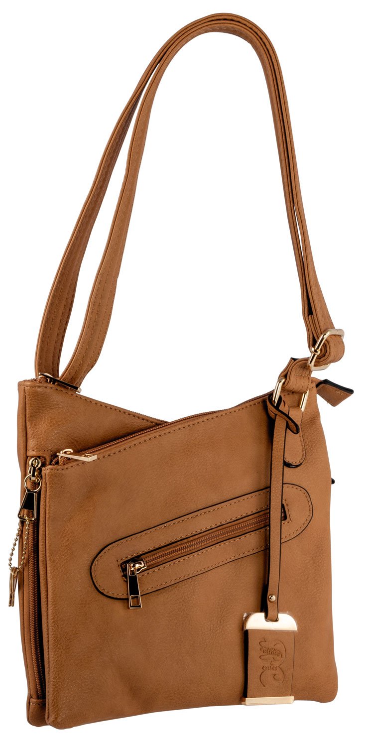 Bulldog BDP032 Cross Body Purse Tan Leather Universal Holster 9.5 in - Bulldog
