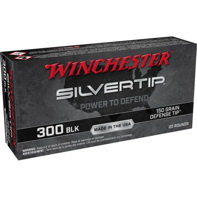 Winchester Ammo W300ST Silvertip 300 Blackout 150 gr Defense Tip 20 Per Box/ 10 Cs - Winchester - 300 Blackout