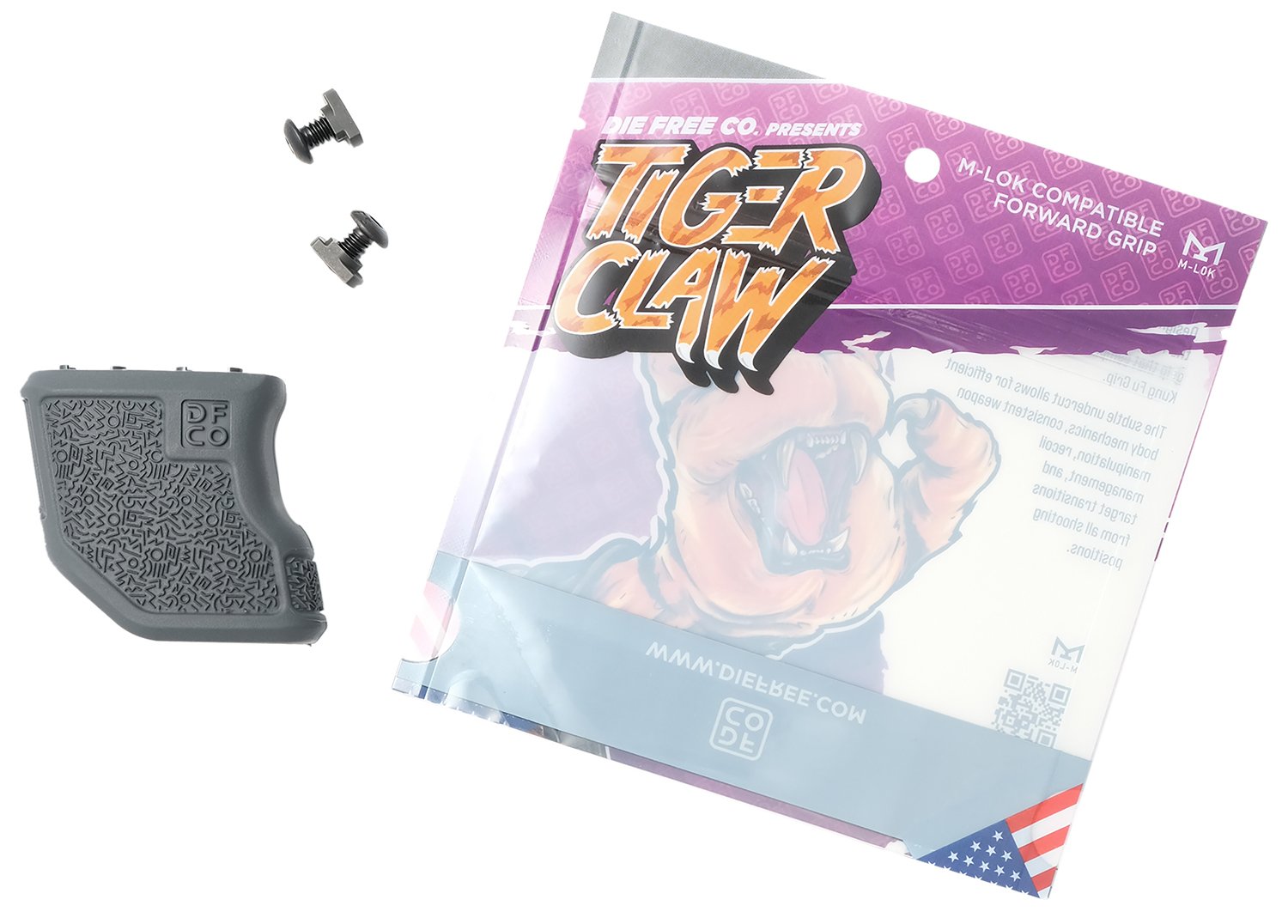 Die Free TCMLOKGRY Tiger Claw Gray Nylon 10 deg Angled Fore Grip - Die Free Co