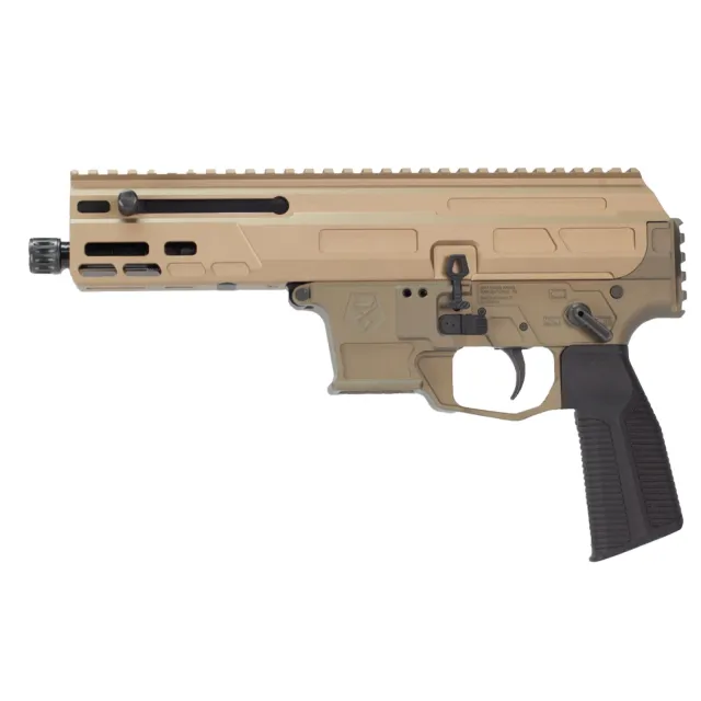 MATADOR MAT9-K 9MM 5" 33RD FDE Roller Delayed 9mm Bufferless Pistol, Last Round Bolt Hold Open Ambi Mag Release, Non-Reciprocating Charging Handle and Safety Selector Billet Aluminum, Brace Ready 1913 Pic Rail, Glock Mag Compatible