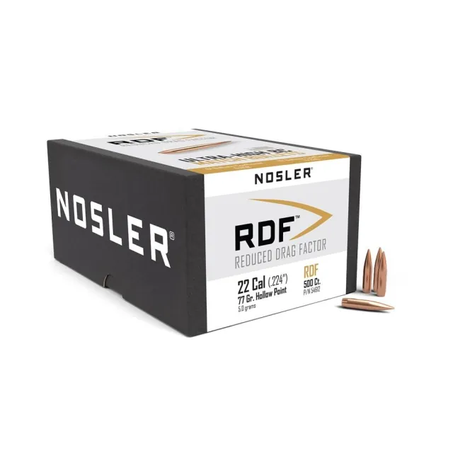 Nosler 54612 RDF Match Bullets .22 Cal .224 77gr HPBT 500ct - Nosler - 22 Cal