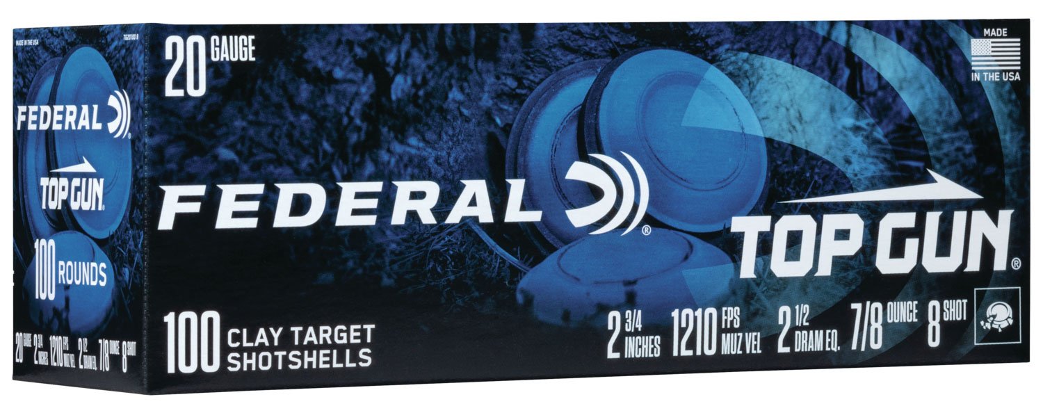 Federal TG201008 Top Gun 20Gauge 2.75" 7/8oz 8Shot 100 Per Box/2 Case - Federal Premium Ammunition - 20 Gauge