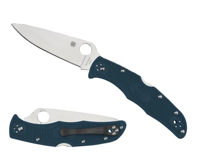 Spyderco C10FPK390 Endura Blue FRN Flat Ground K390 Steel Knife - Spyderco