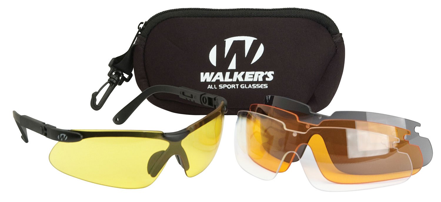 Walker's GWPASG4L2 Sport Glasses Combo, 4 Lenses, Black Frame, Z87.1 Rated - Walker's