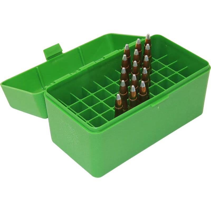 MTM Ammunition Box 50 Round Flip-Top 223 204 Ruger 6x47 Green RS-50-10 - MTM Case-Gard - 17 Remington