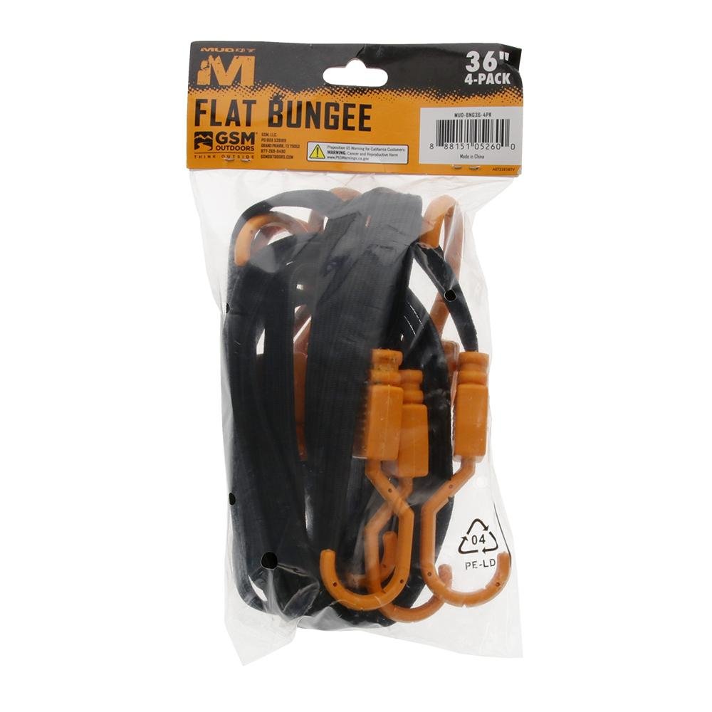 GSM Outdoors Muddy Flat Bungee 36" J Hook ATV Cargo Accessory 4 Pack - GSM Outdoors