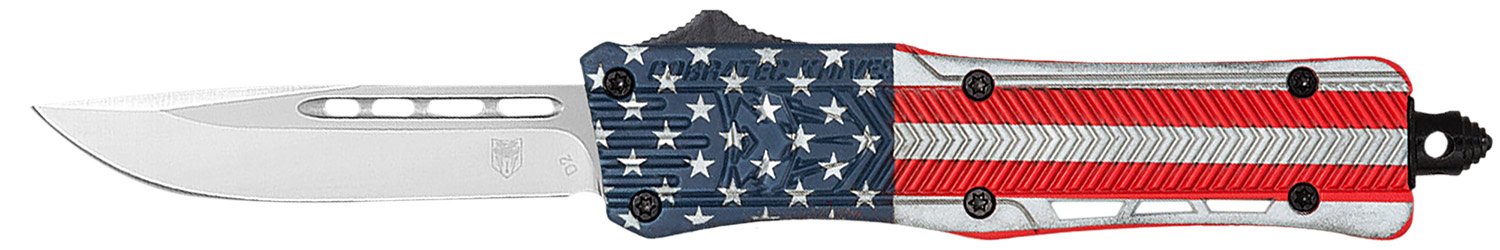 CobraTec Knives CTK1 OTF Knife American Flag 3 In Drop Point Blade - CobraTec Knives