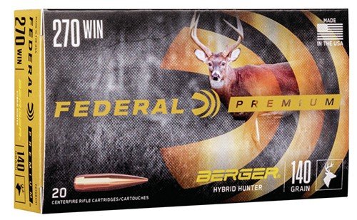 Federal P270BCH1 Premium 270 Win 140gr Berger Hybrid Hunter 20 Rounds - Federal Premium Ammunition - 270 Win