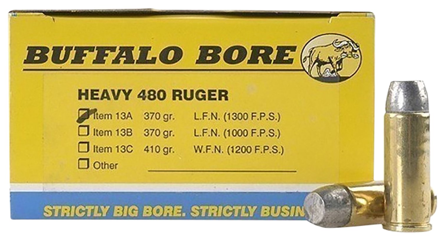 Buffalo Bore 13A20 480 Ruger 370gr Lead Flat Nose 20/Box - BBA - 480 Ruger