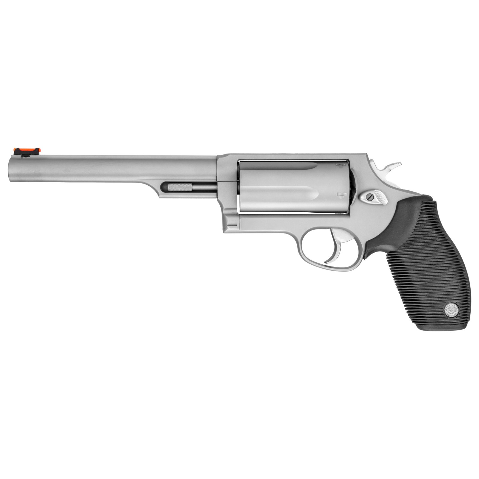Taurus 2-441069MAG Judge Magnum Revolver, Stainless Steel, 6.5" Barrel, 5rd Capacity, 410/45 Colt Caliber, Ribber Grip, Fiber Optic Sight - Taurus International Manufacturing, Inc. - 410 Bore | 45 Colt