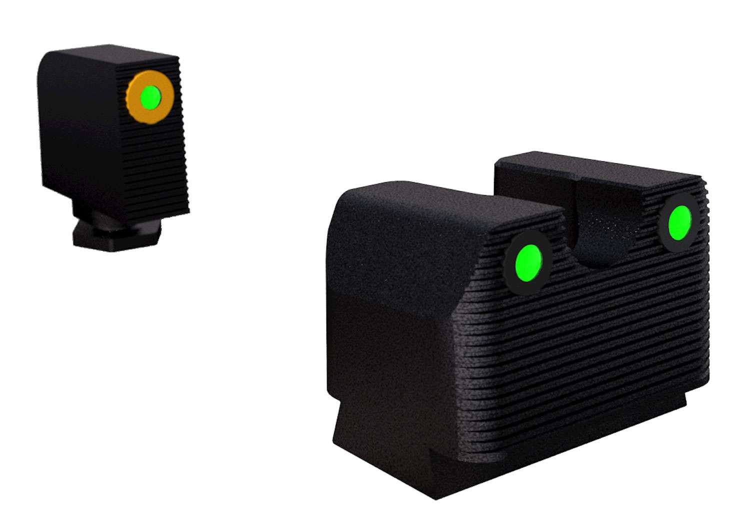 RIVAL ARMS Tritium Grn Rear/Grn w/Orng Front Night Sights for Glock 17/19 - Rival Arms