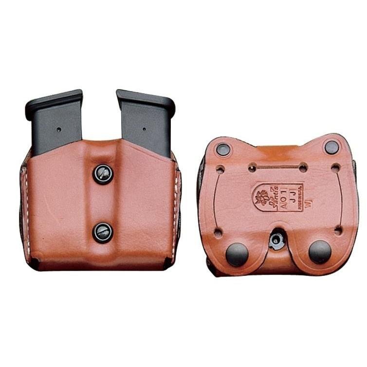 DeSantis Double Mag Pouch Tan Leather OWB for Glock 17/19/23/22 - DeSantis