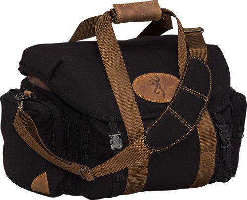 Browning Lona Canvas/Leather Range Bag 19"Wx11.5"Hx13"D Black/Brown - Browning