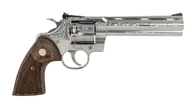 Colt Mfg PYTHONSP6WTSSEGG Python Sports South Exclusive 357 Mag/38 Special 6 Shot 6" Vent Rib Stainless Steel Barrel, Cylinder & Frame, Walnut Grip, Transfer Bar Safety, Exposed Hammer - Colt - 38 Special for sale at Smoke Wagon Firearms