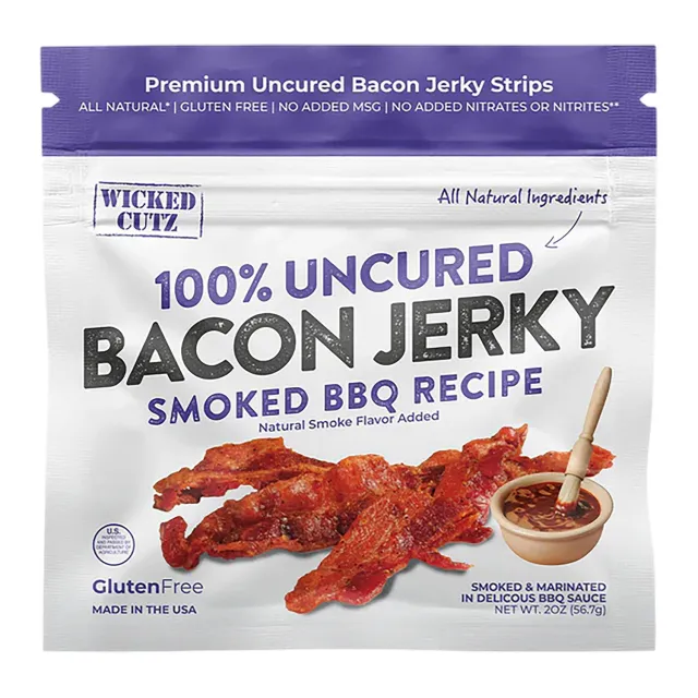 Buy Wicked Cutz WCPJ02BQ Smoked BBQ Bacon Jerky 10 Pack online