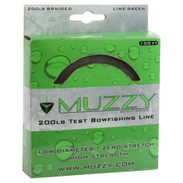 Muzzy 1078 Lime Green Braided Bowfishing Line 200lb 100ft Spool - Muzzy