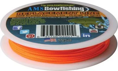 AMS Bowfishing Replacement Line Orange #200 25 Yards L20-25-ORG - AMS