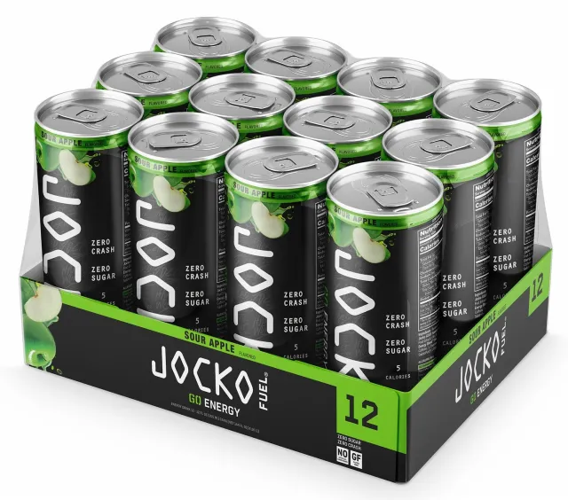 Jocko Fuel 29003 Sour Apple Energy Drinks 12oz 12Pack - JOCKO